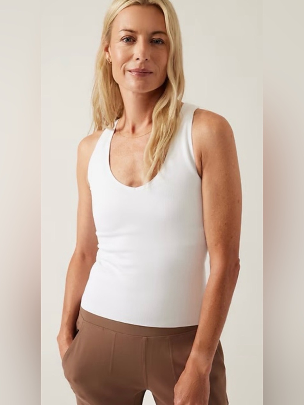 Athleta Women's Aura Ribbed Tank XS White Racerback Stretch